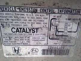 2001 ACCORD, SILVER, EX, 1.8L, VTEC, MT.  A24048